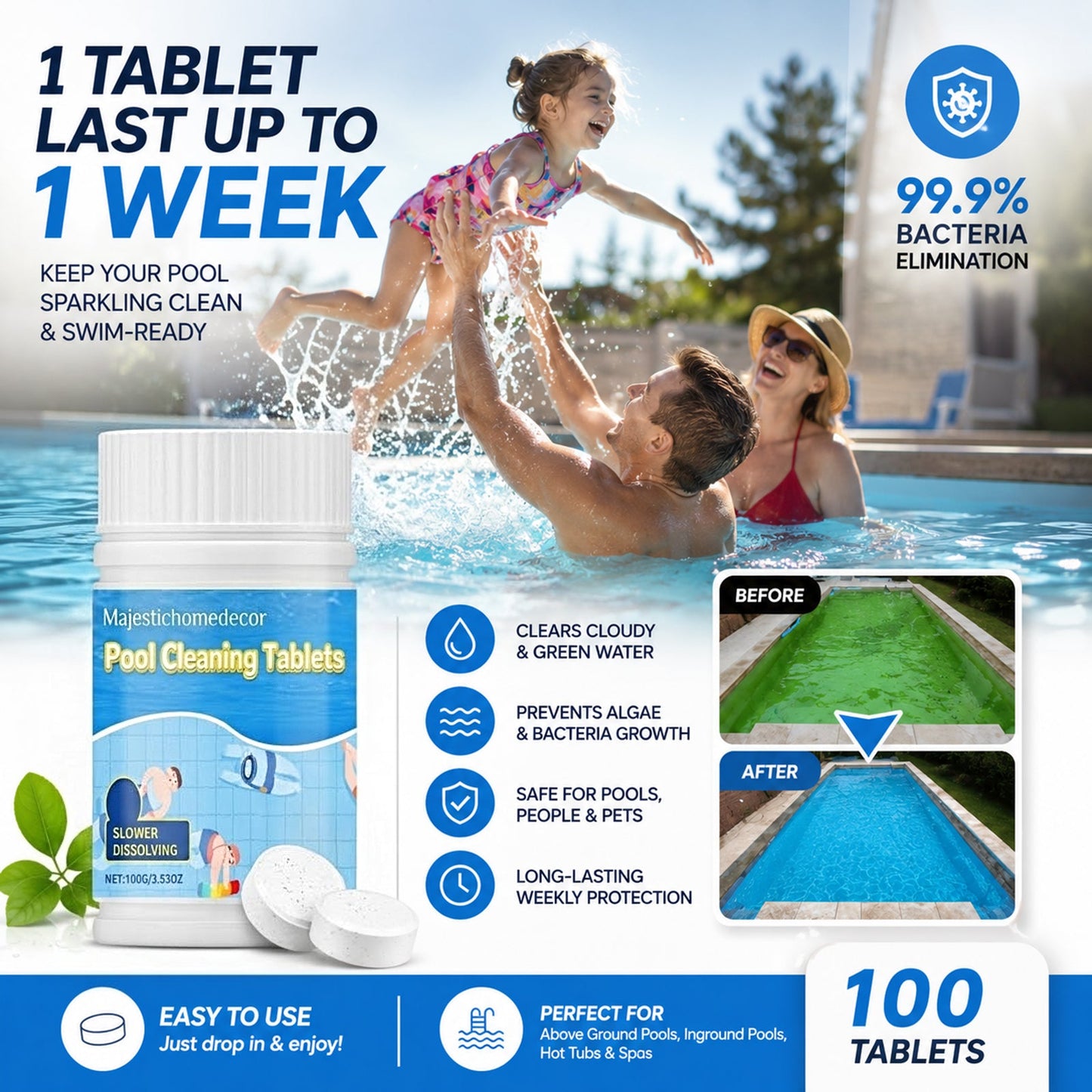 The Next-Gen Pool Purifier is here ✨ 3X Stronger Algae Control, Gentle & Safe for Kids! 👨‍👩‍👧‍👦